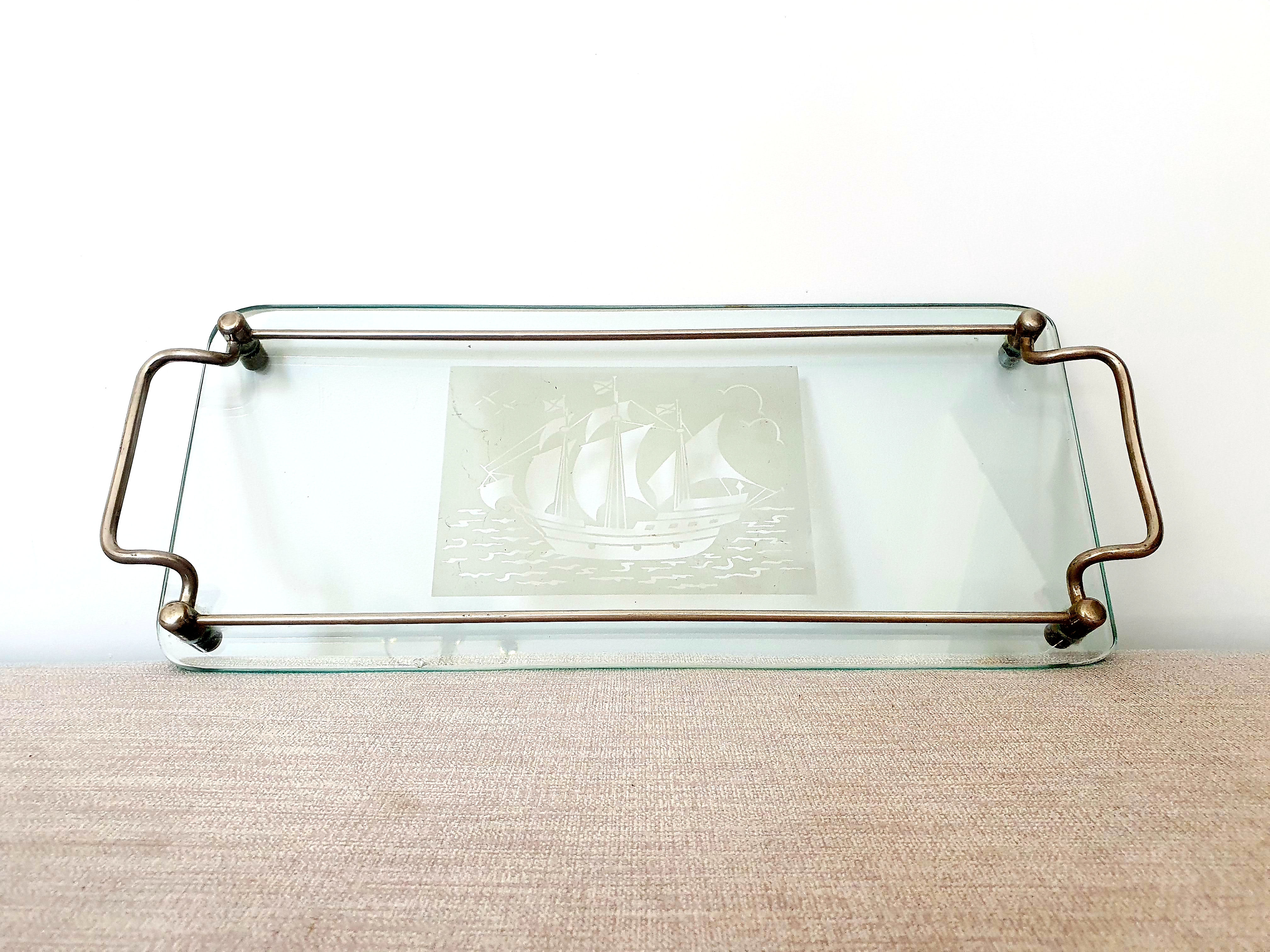 Ship Chrome & Glass Drinks Tray