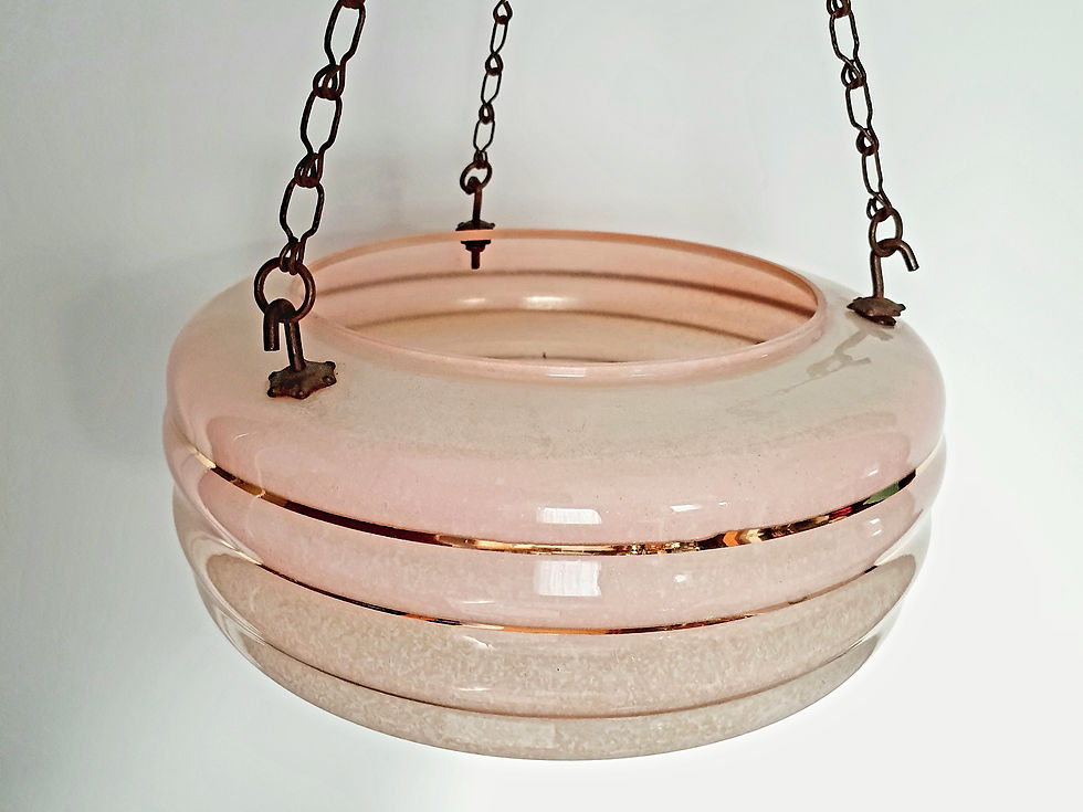 Thumbnail: Pink & Gold Banded Ceiling Light Shade