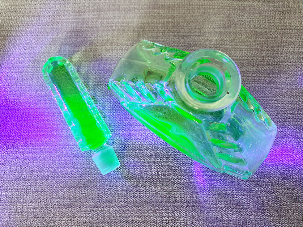 Thumbnail: Czech Uranium Glass Dressing Table Set
