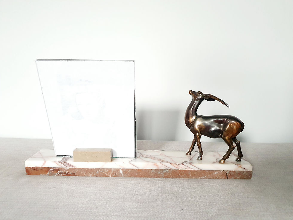 Thumbnail: Spelter Gazelle Marble Photo Frame