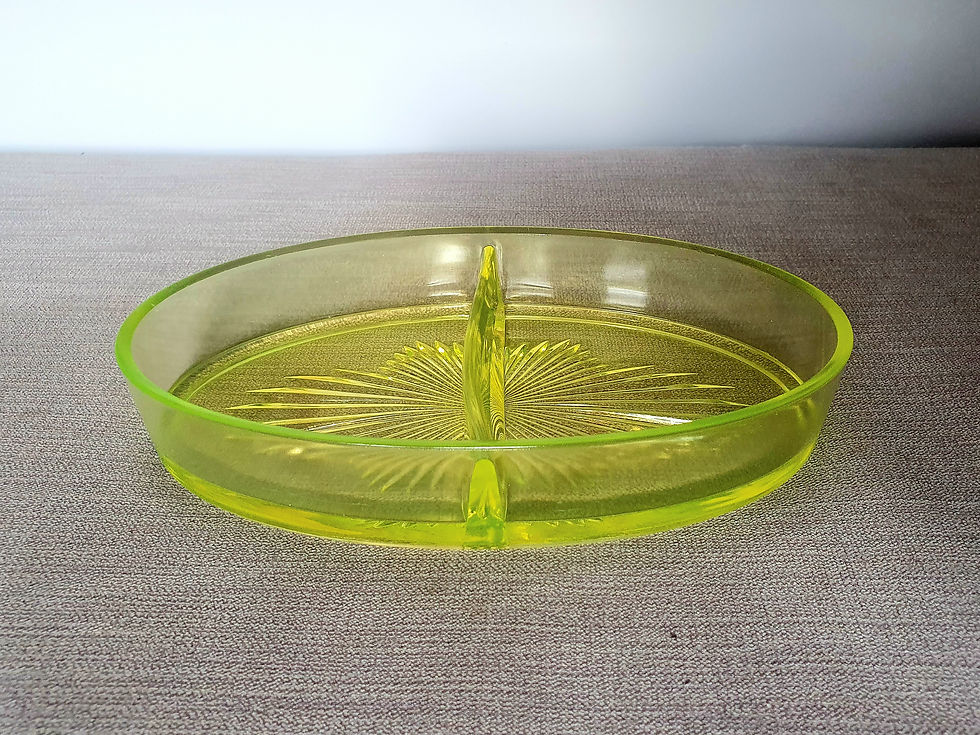 Thumbnail: Art Deco Uranium Glass Yellow Vaseline Dish Vintage 1930s for sale UK