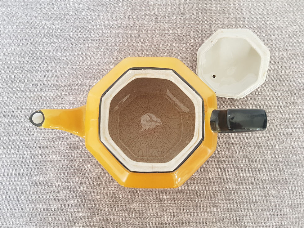 Thumbnail: Yellow & Black Octagonal Ceramic Teapot