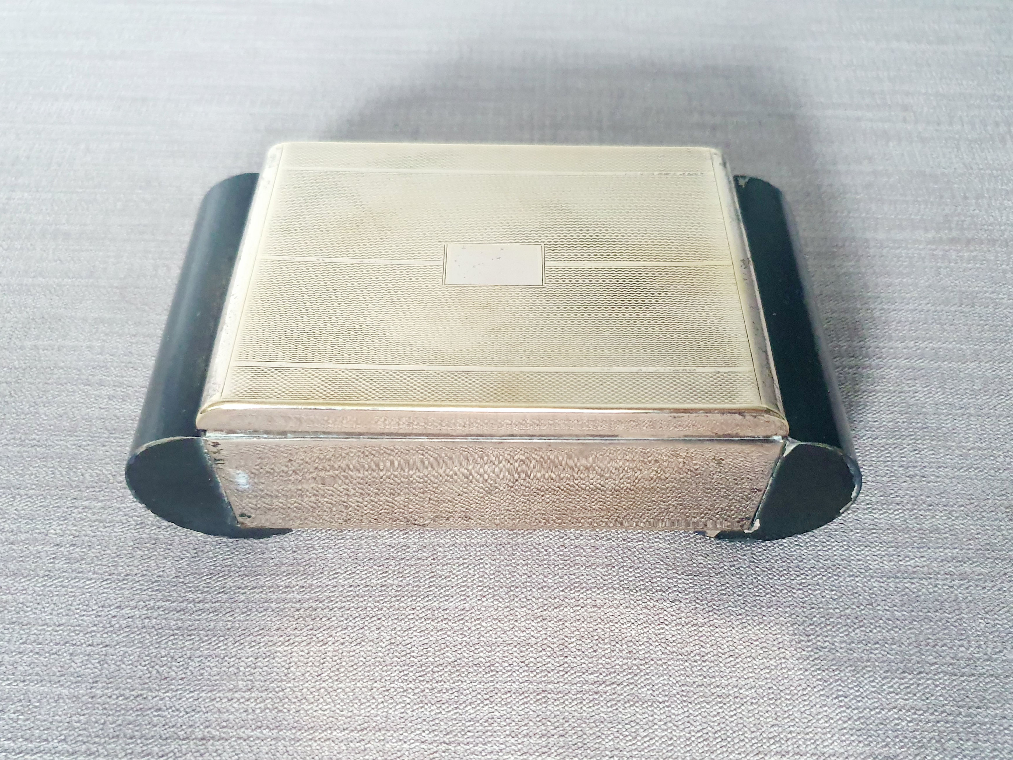 Gold Metal & Ebonised Wooden Box