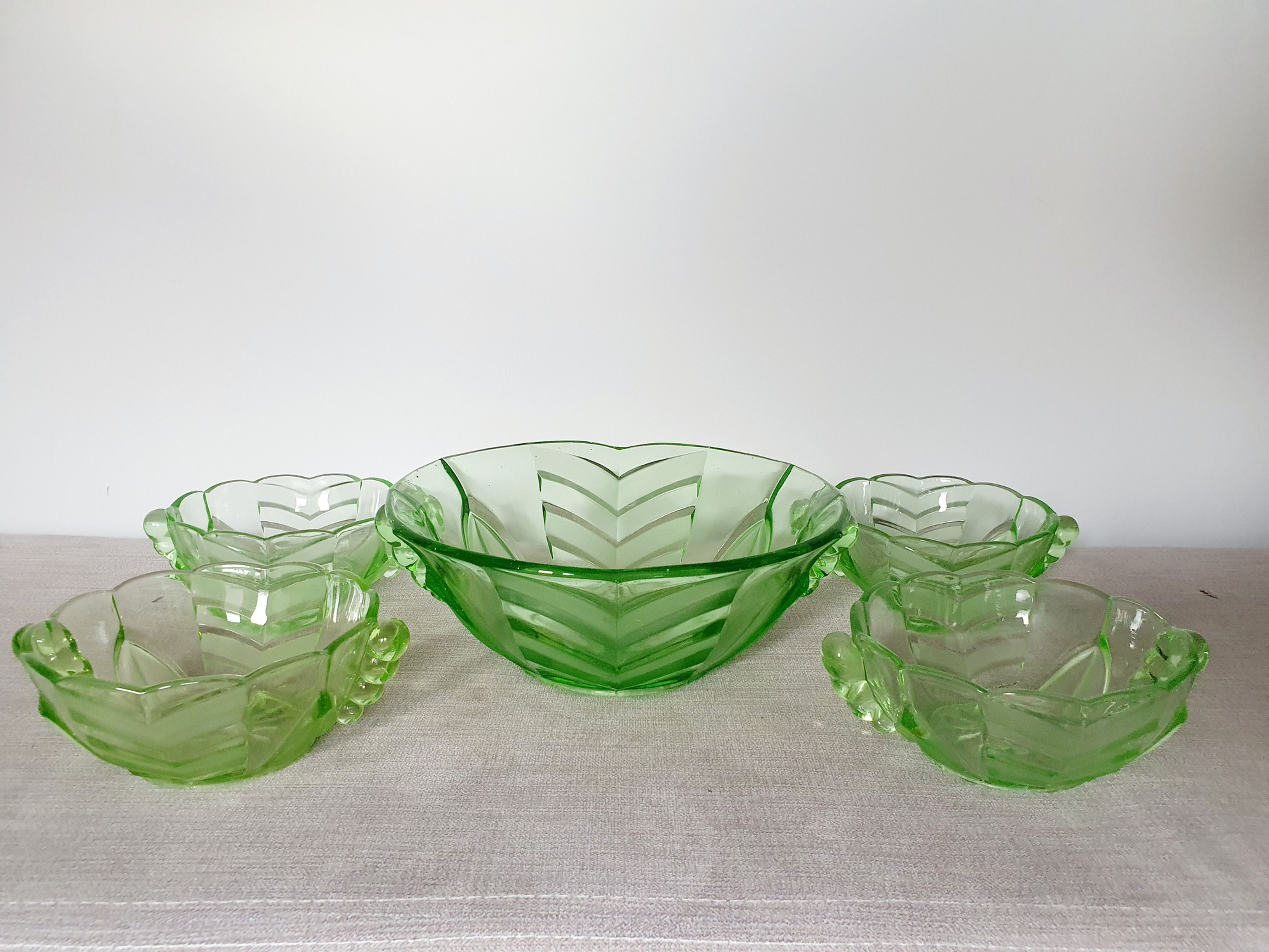 Uranium Glass Dessert Set