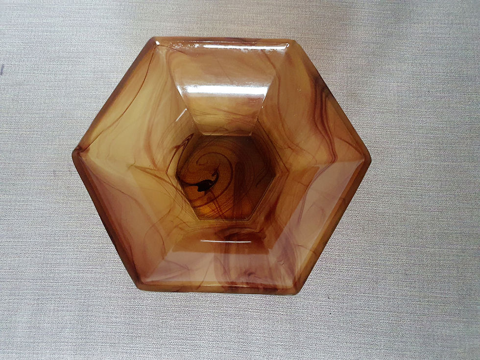 Thumbnail: Davidson Amber Cloud Glass Hexagonal Bowl