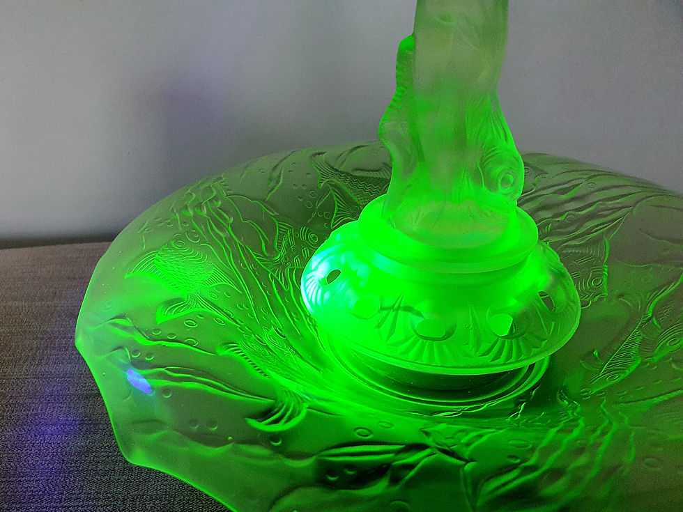 Thumbnail: Walther & Sohne Uranium Glass Arabella and Fisch Centrepiece