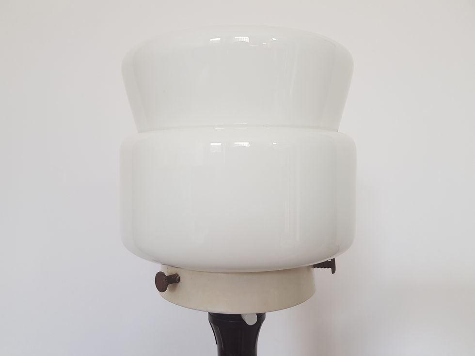 Thumbnail: Bakelite Lamp with White Glass Shade
