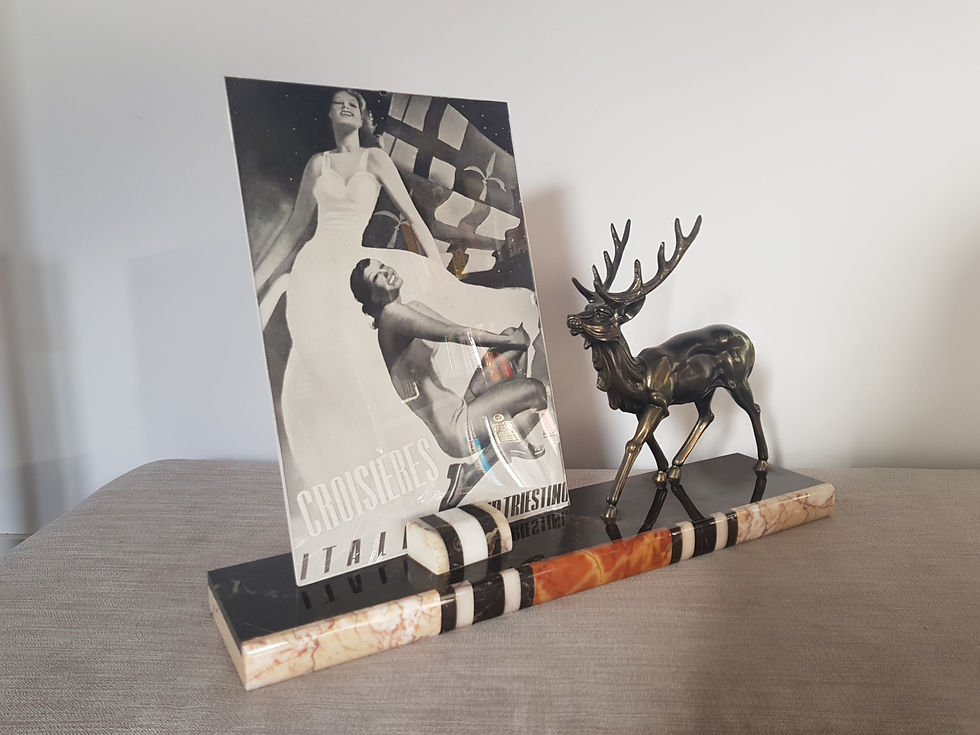 Thumbnail: Spelter Stag & Marble Photo Frame