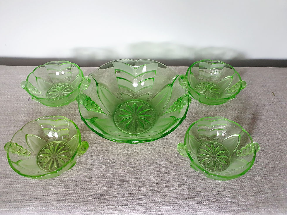 Thumbnail: Uranium Glass Dessert Set