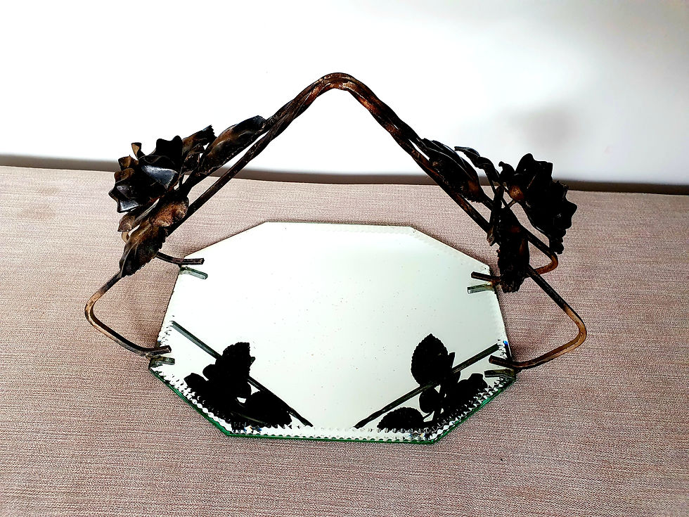 Thumbnail: Mirrored Tray with Metal Floral Handle