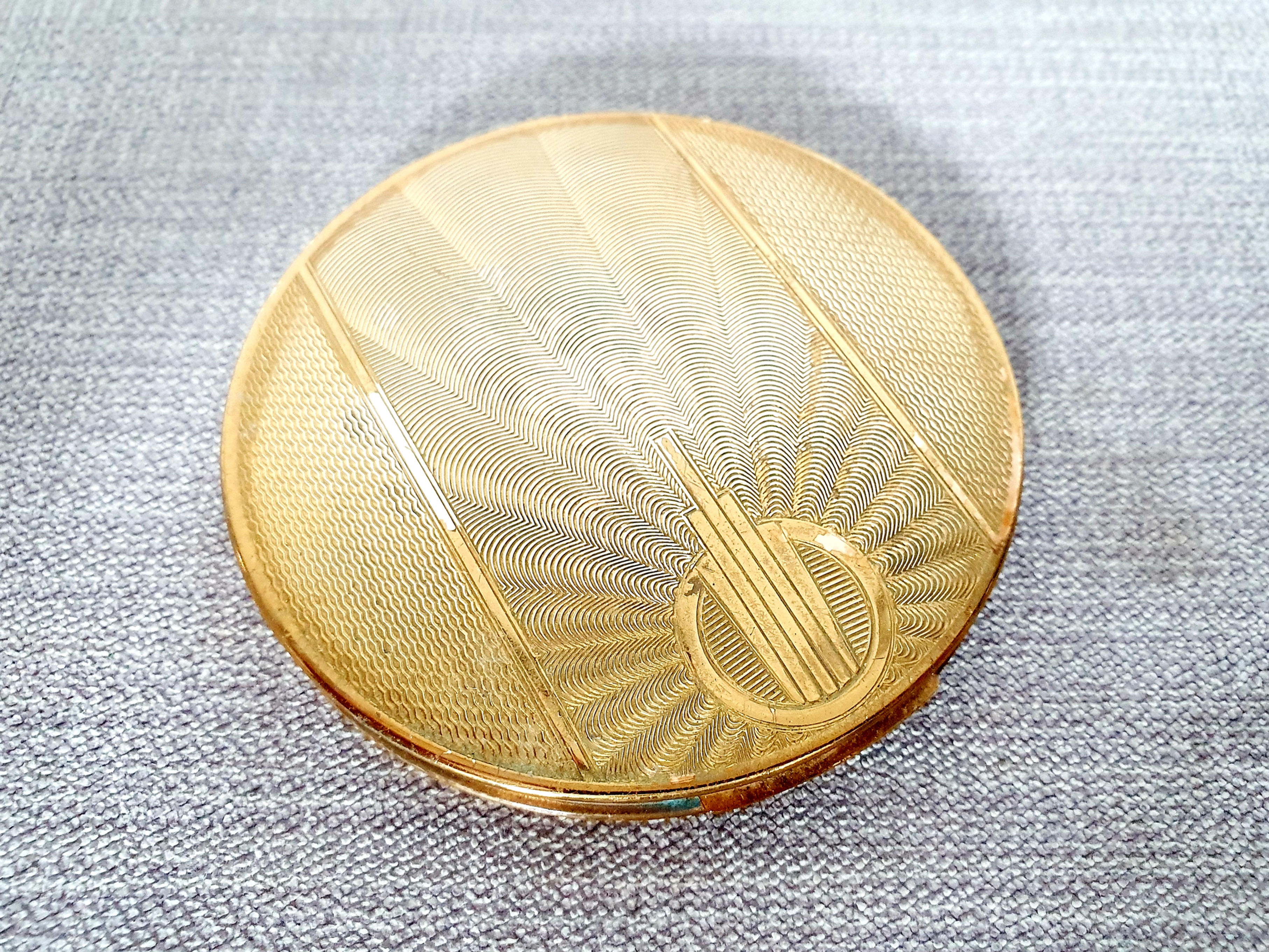 Zenette Goldtone Compact Mirror
