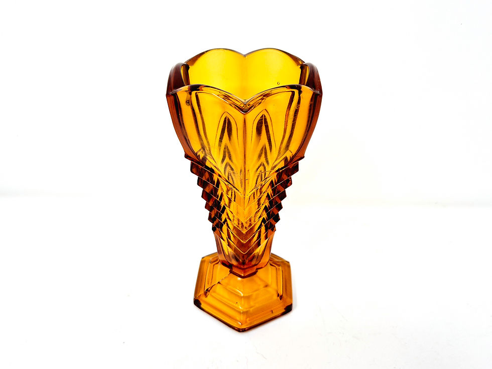 Thumbnail: Davidson Amber Glass Chevron Vase