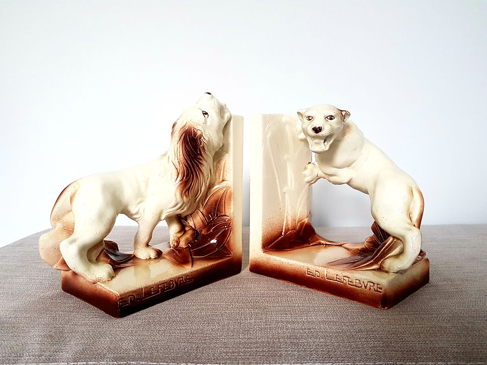 Thumbnail: Lefebvre Onnaing Lion & Lioness Bookends