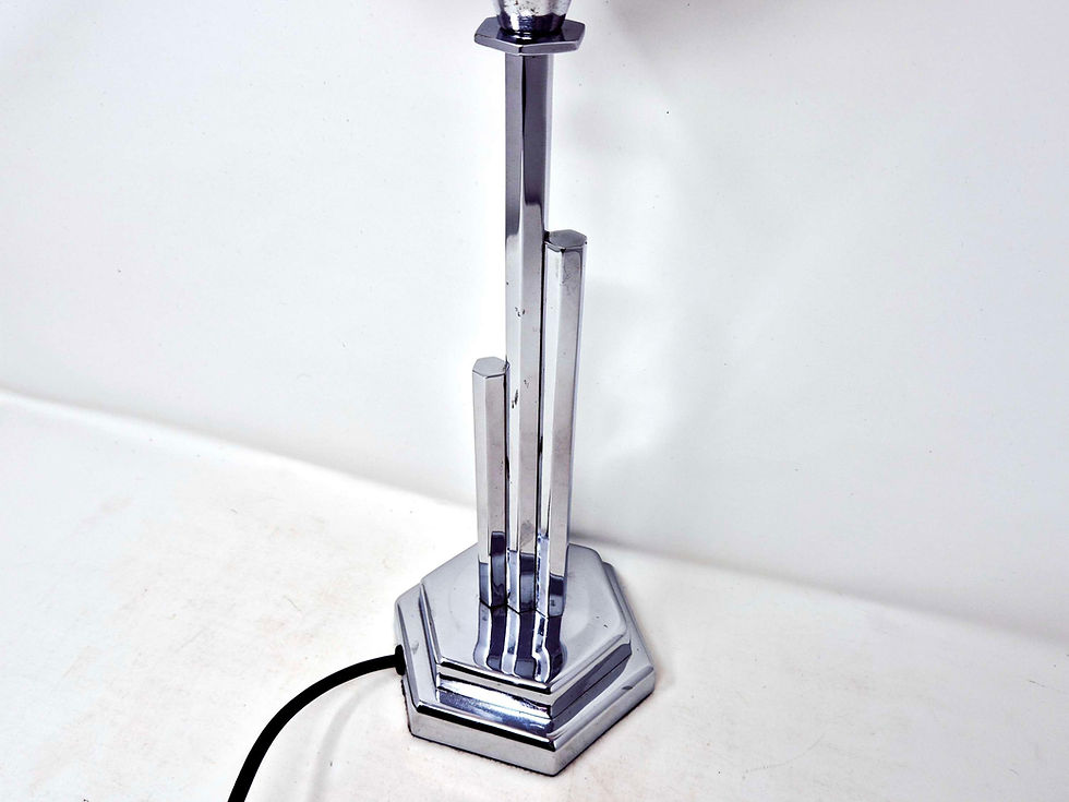 Thumbnail: Chrome Lamp with Pink Geometric Shade