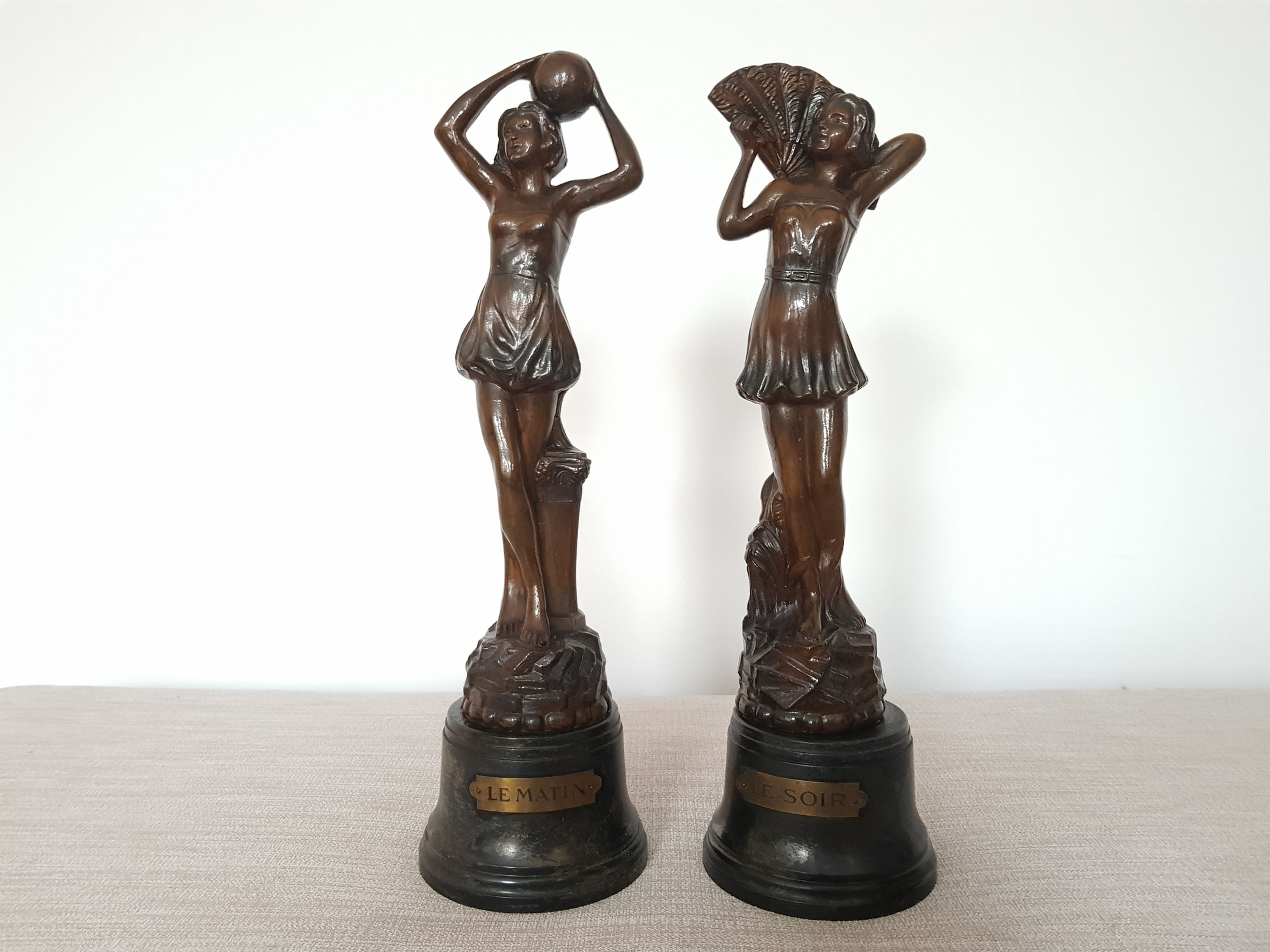 Pair of 'Le Matin & Soir' Spelter Figures