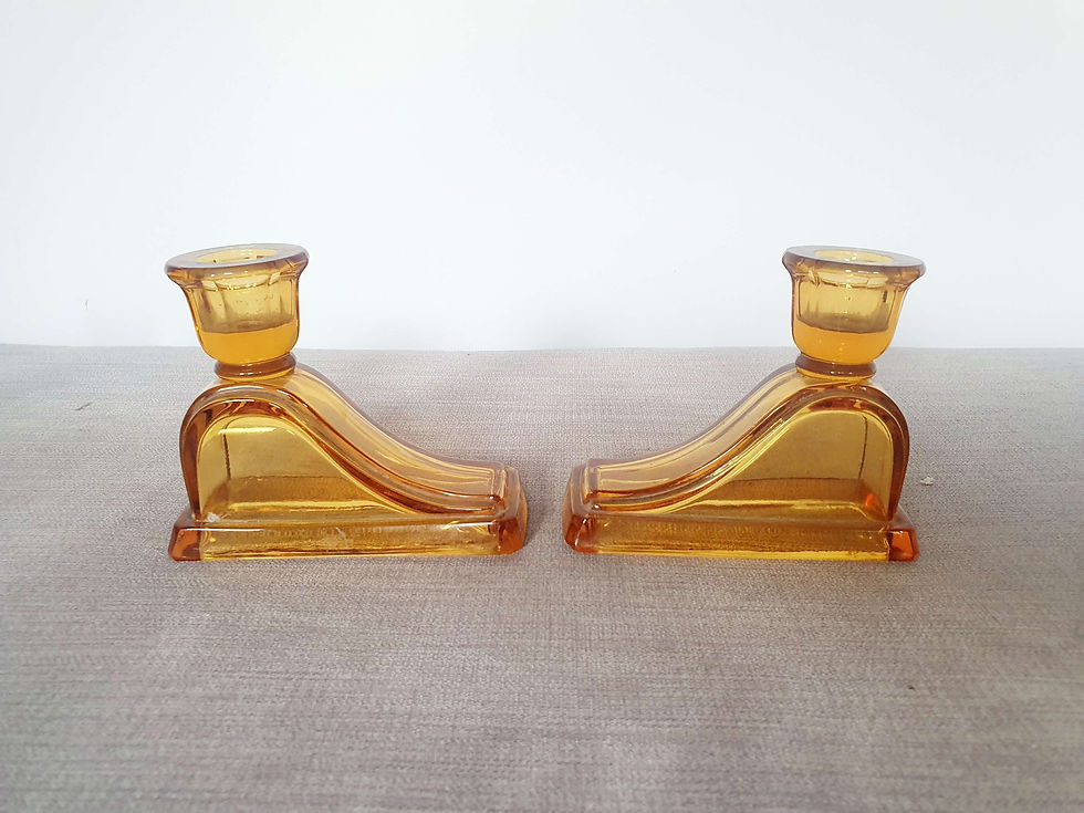Thumbnail: Amber Glass Dressing Table Set