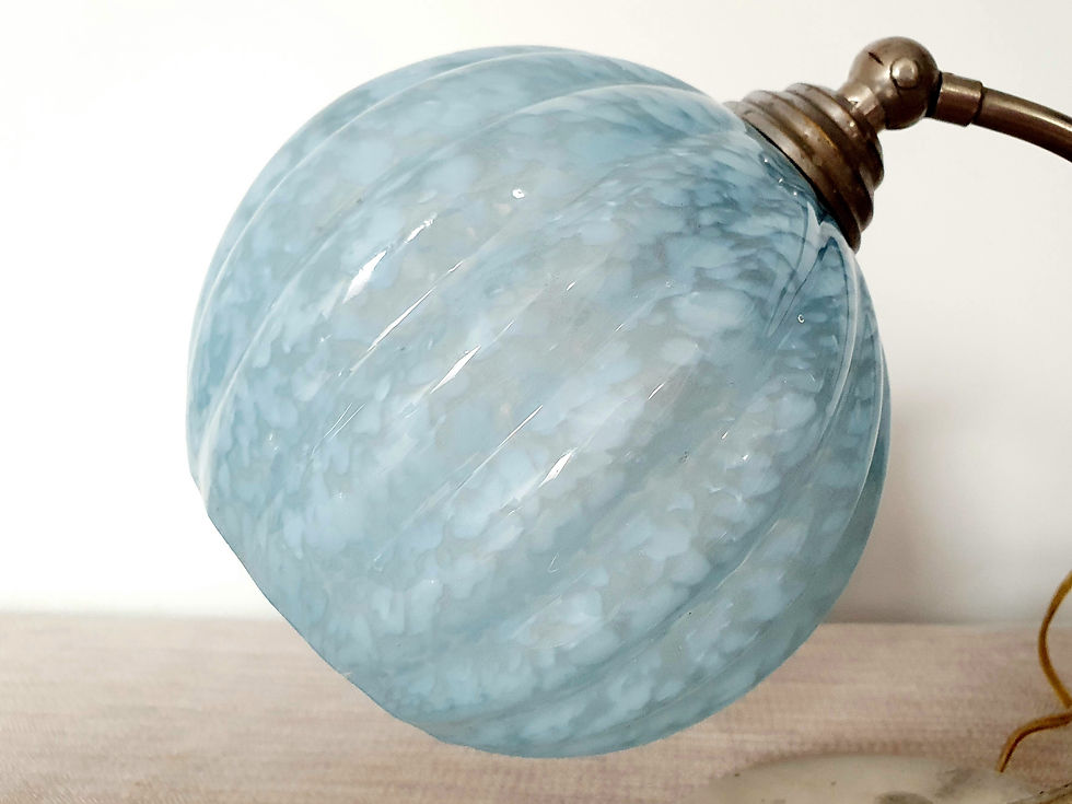 Thumbnail: Chrome Crescent Lamp with Blue Melon Shade