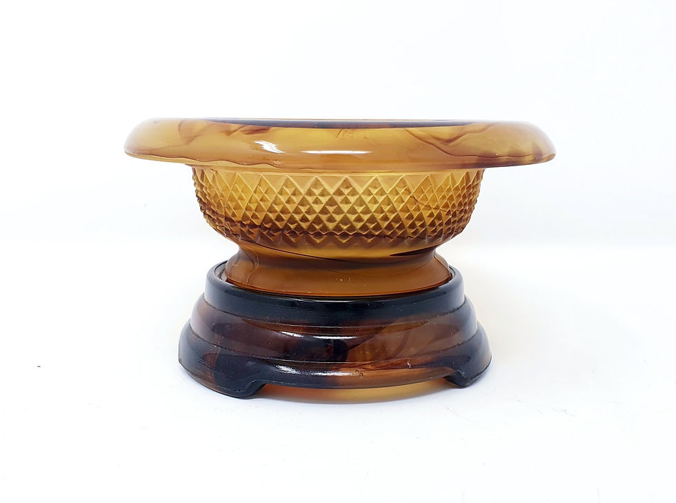 Davidson Amber Cloud Glass Bowl & Plinth