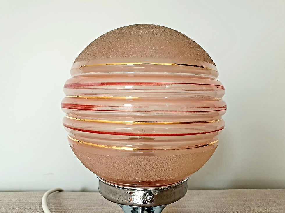Thumbnail: Chrome Desk Lamp with Pink Banded Shade