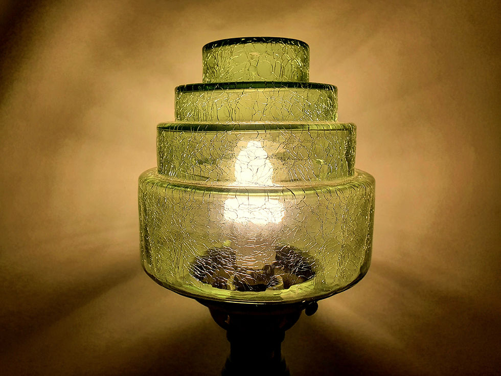 Thumbnail: Green Catalin Lamp with Crackle Glass Shade