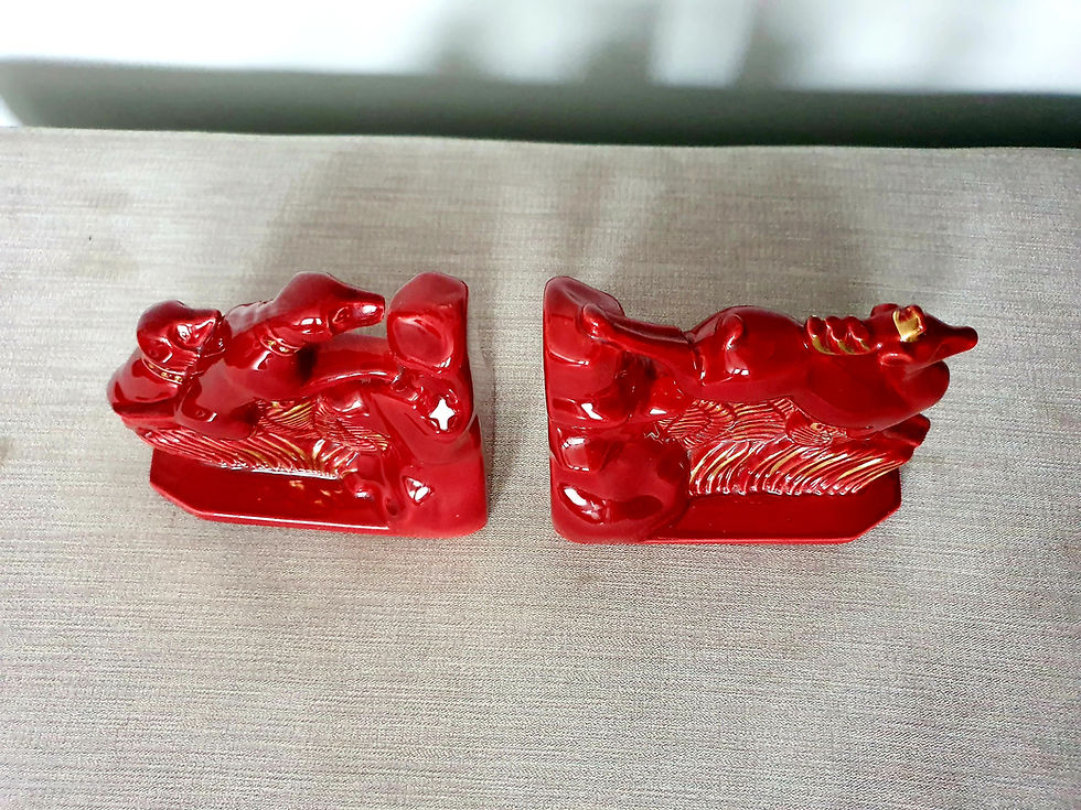 Thumbnail: Red Ceramic 'La Chasse' Bookends
