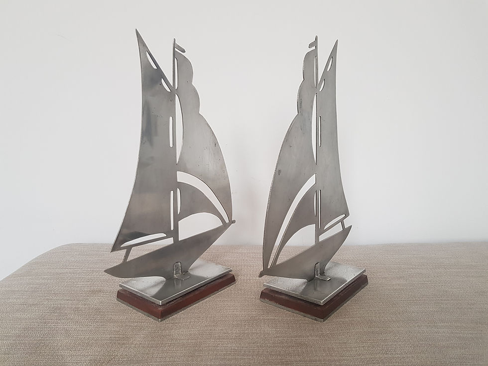 Thumbnail: Pair of Chrome Sailing Boat Bookends