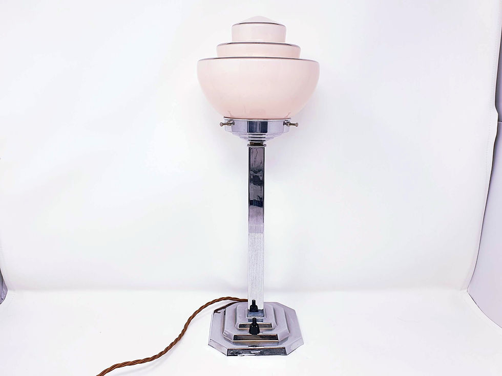 Chrome Lamp with Pink Stepped Shade