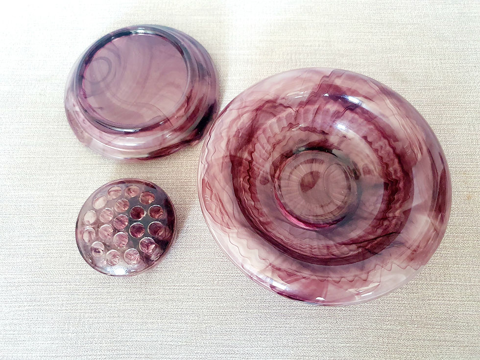 Thumbnail: Davidson Amethyst Cloud Glass Bowl, Frog & Plinth