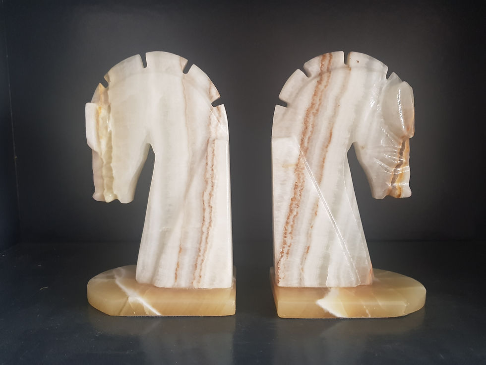 Large Alabaster Horse Head Bookends