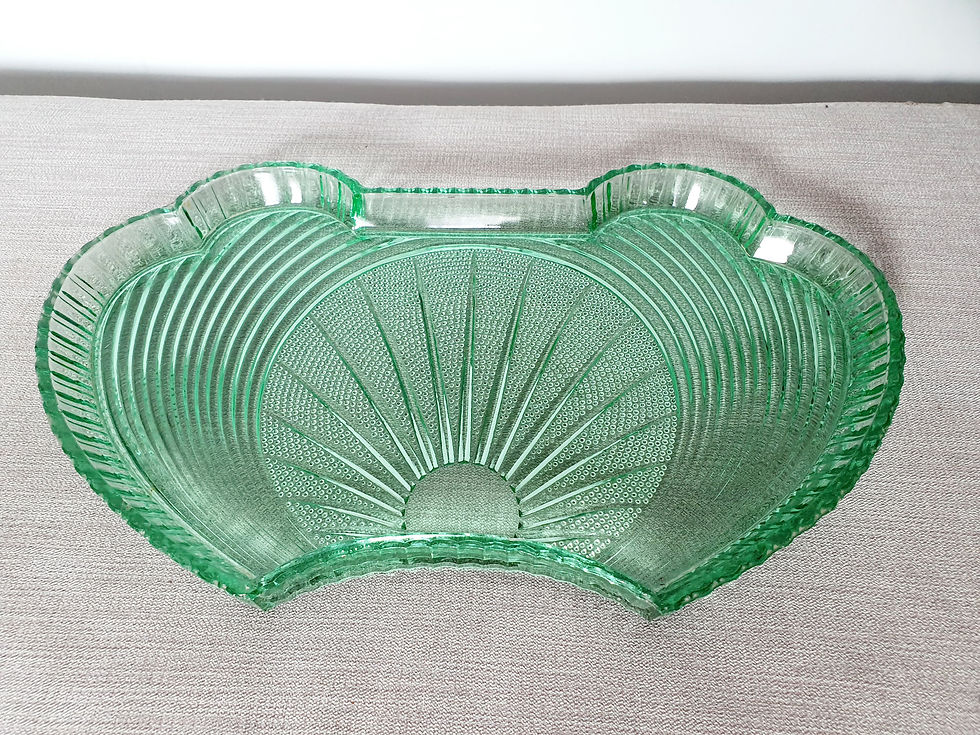 Thumbnail: Reich Green Glass Sunburst Dressing Table Tray