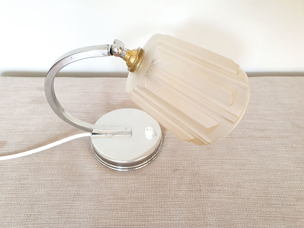 Thumbnail: Chrome Crescent Lamp with Frosted Shade