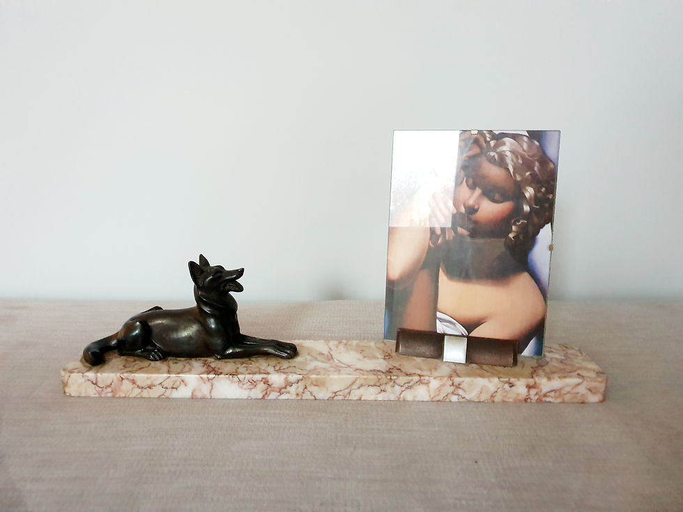 Thumbnail: Spelter Alsatian Marble Photo Frame
