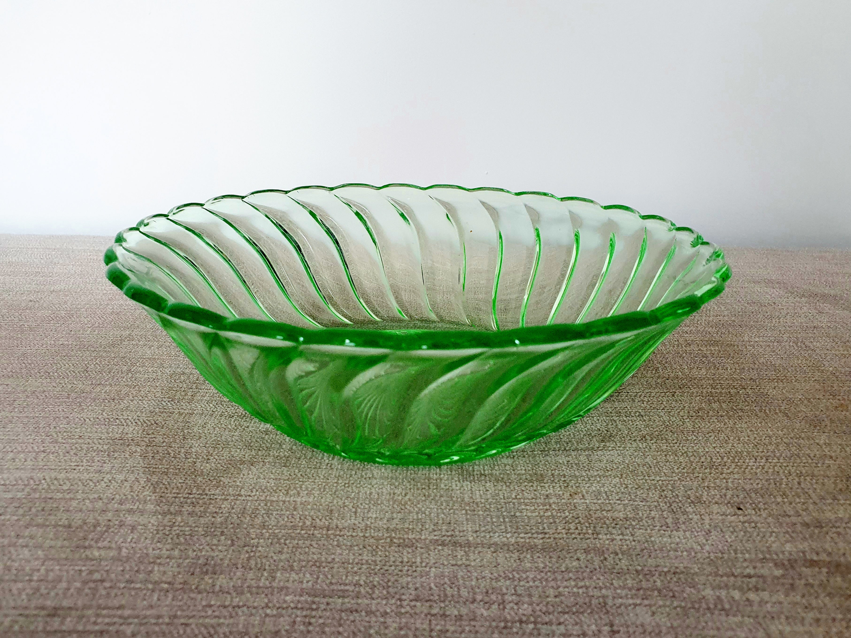 Art Deco Uranium Glass Bowl Bagley Carnival 1930s for sale UK