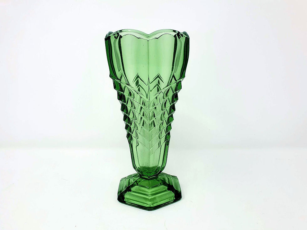 Davidson Green Glass Chevron Vase