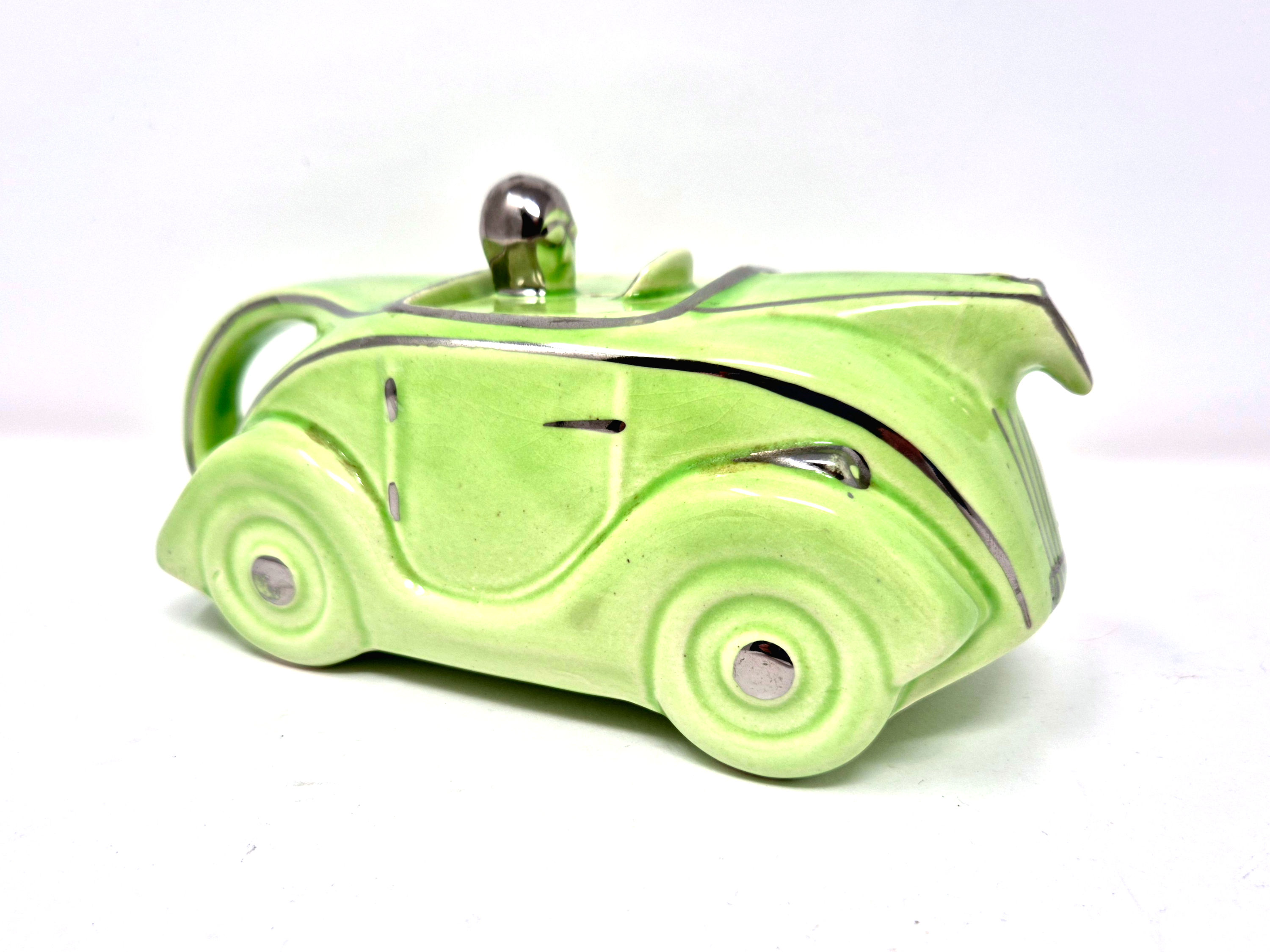 Sadler Green & Silver Racecar Teapot