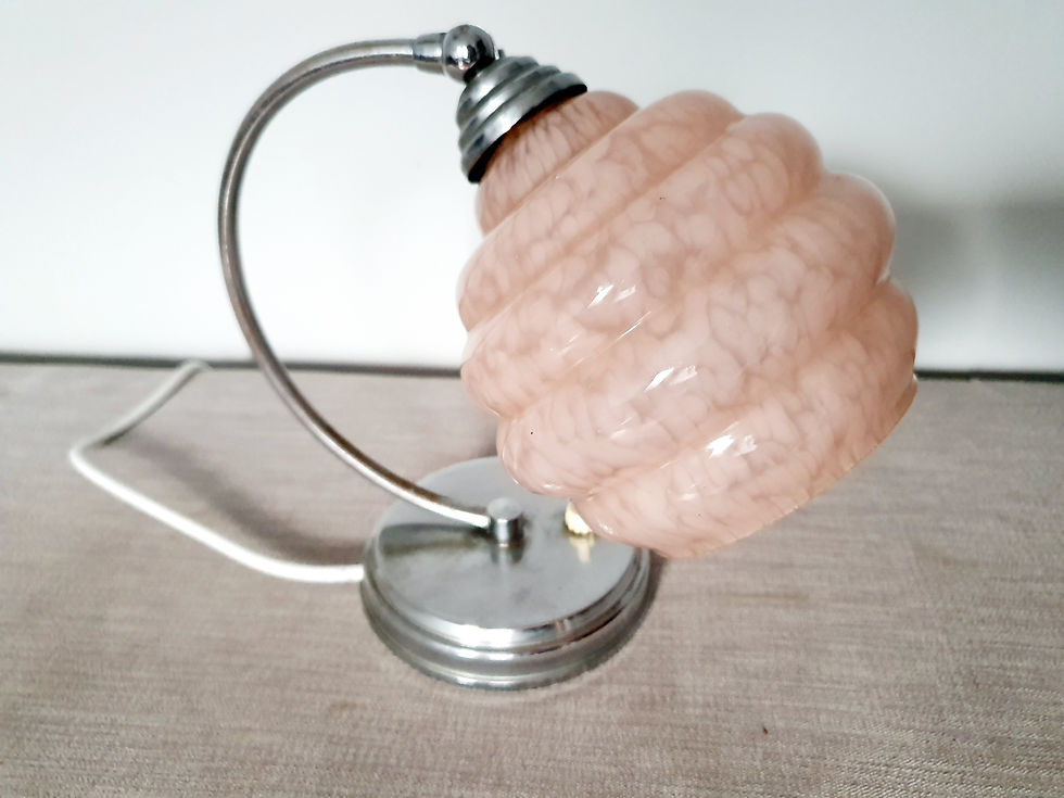 Thumbnail: Chrome Crescent Lamp with Pink Beehive Shade
