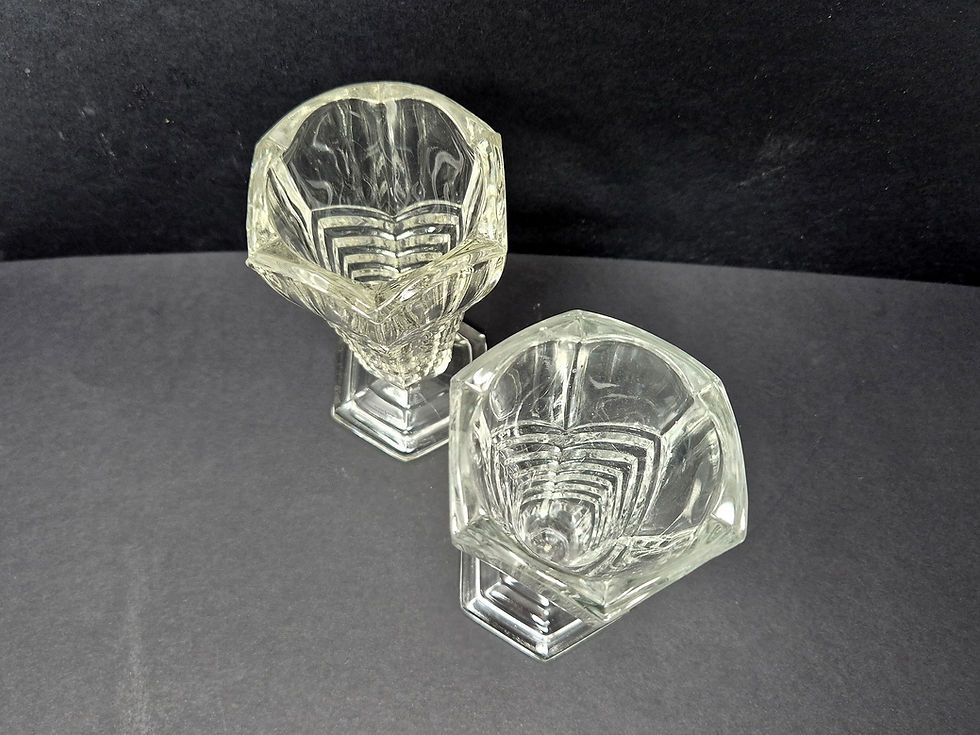 Thumbnail: Davidson Pair of Clear Chevron Vases