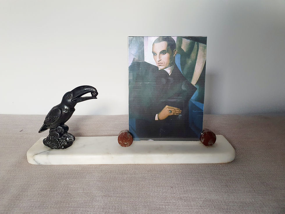 Thumbnail: Art Deco Spelter Signed Tedd Toucan Marble Photo Frame Vintage 1930s for sale UK