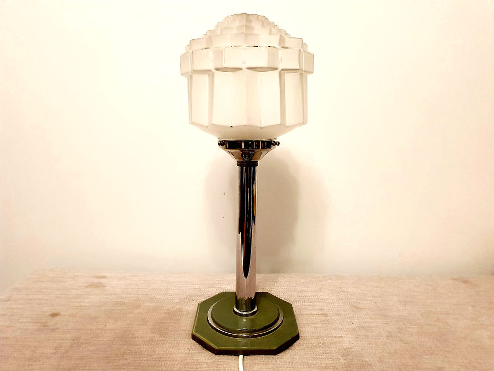 Thumbnail: Chrome Lamp with Frosted Geometric Shade