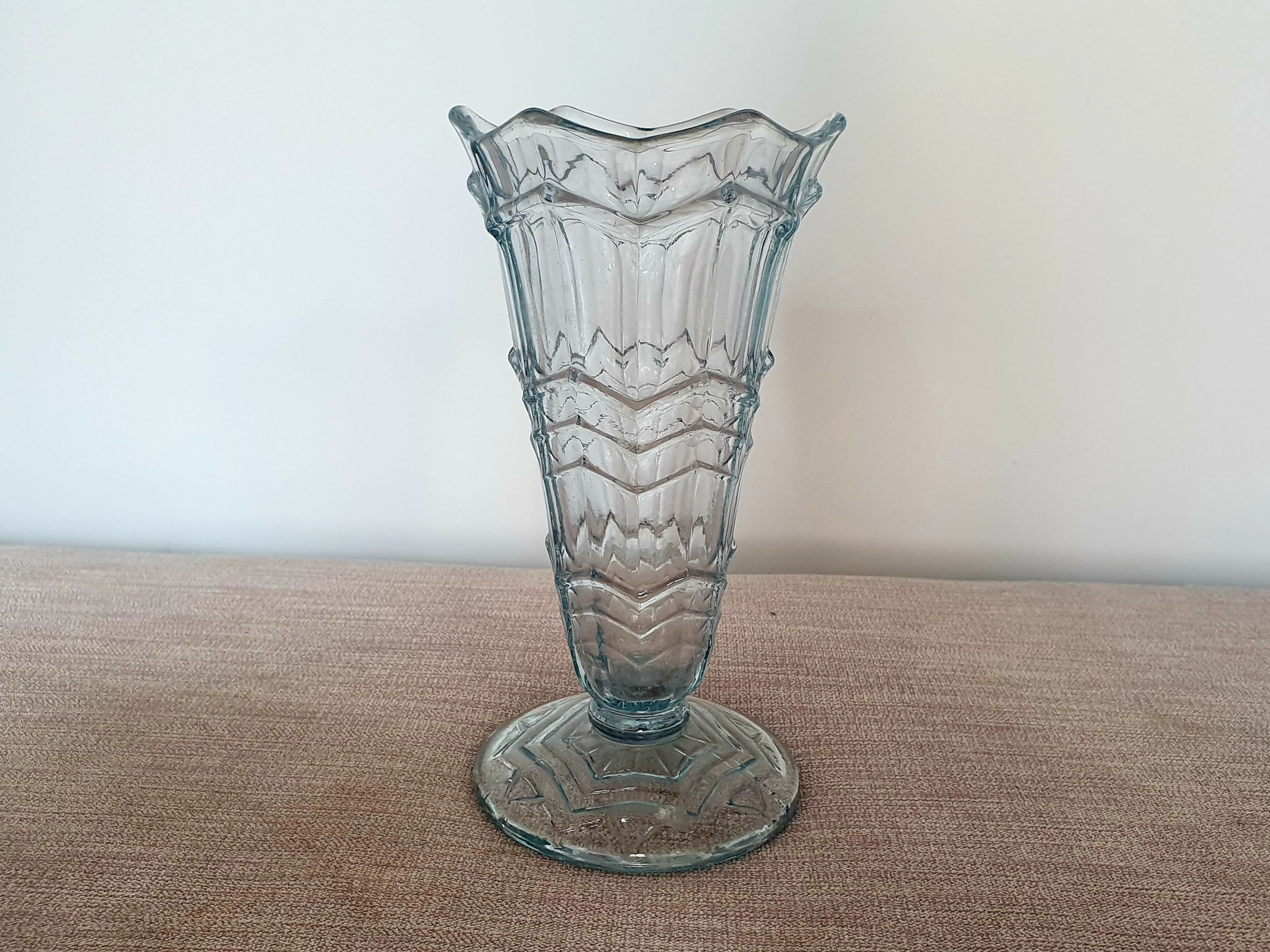 Blue Glass Zig Zag Vase