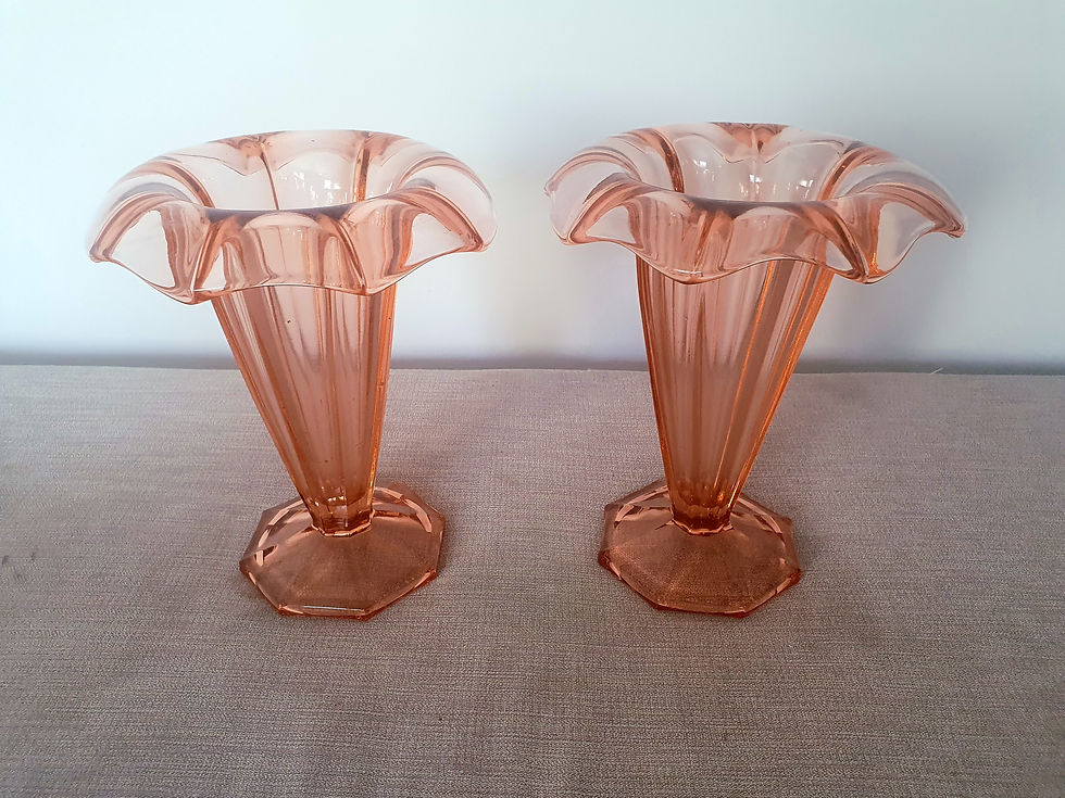 Thumbnail: Pair of Large Pink Glass Vases