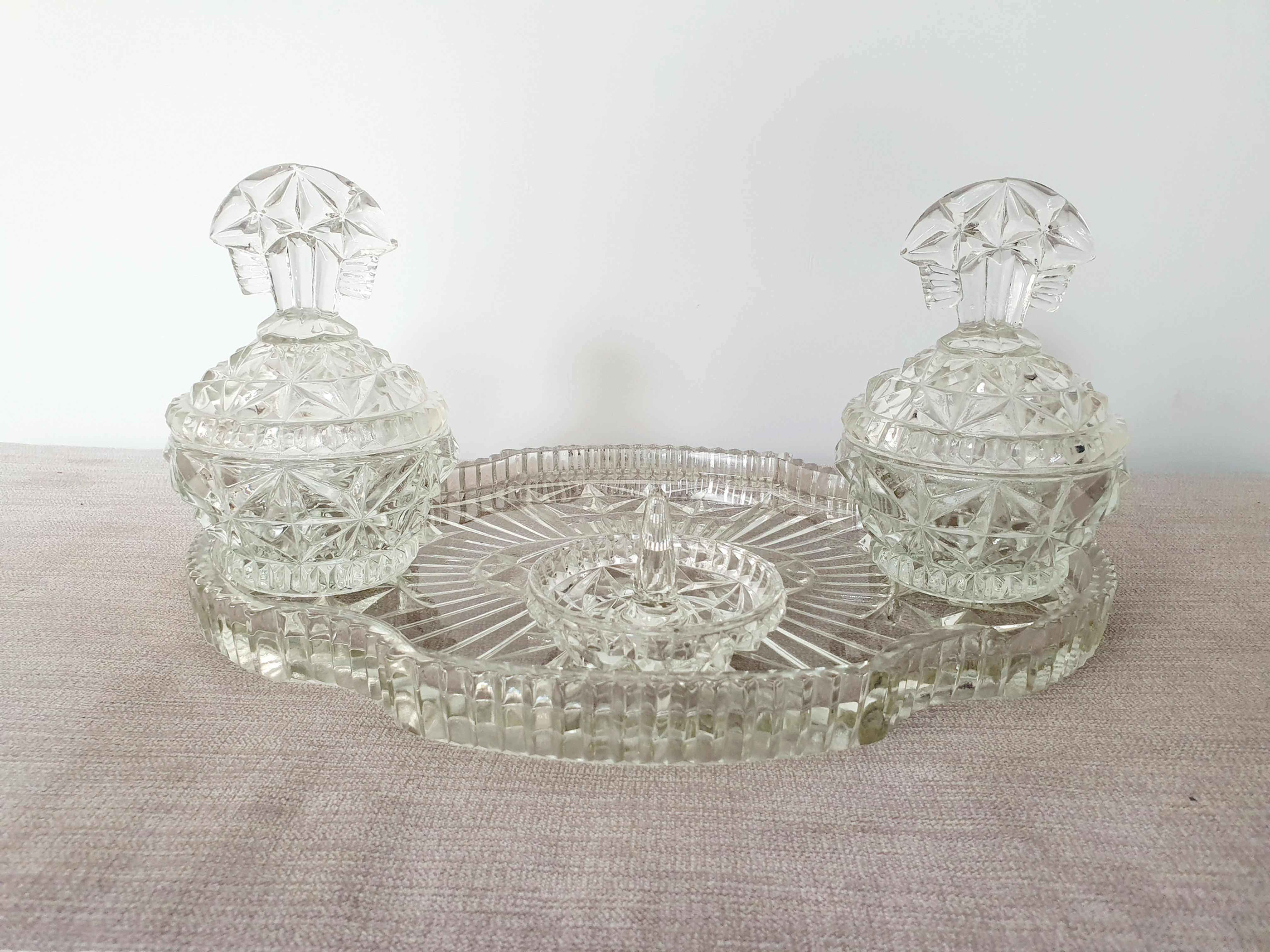 Rosice Clear Glass Dressing Table Set