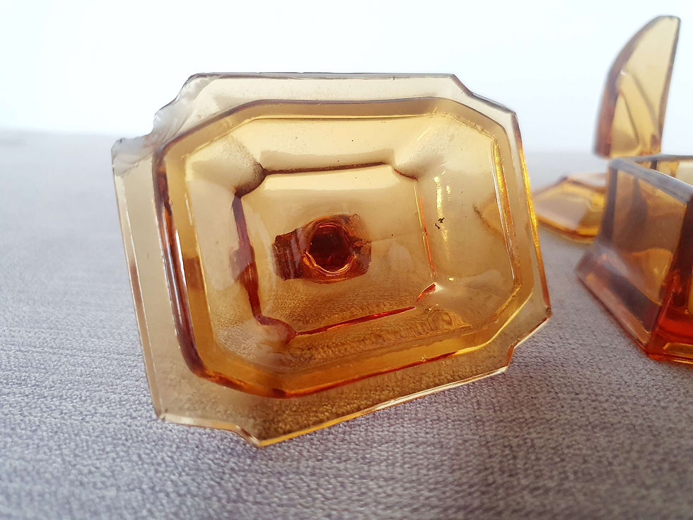 Thumbnail: Amber Glass Dressing Table Set