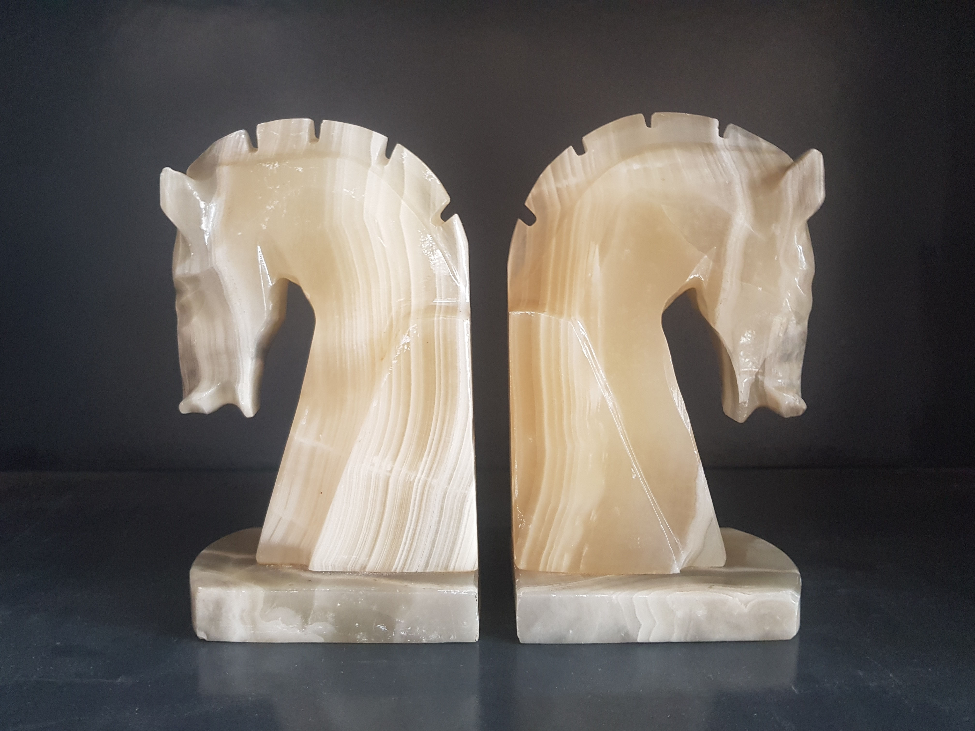 Alabaster Horse Bookends