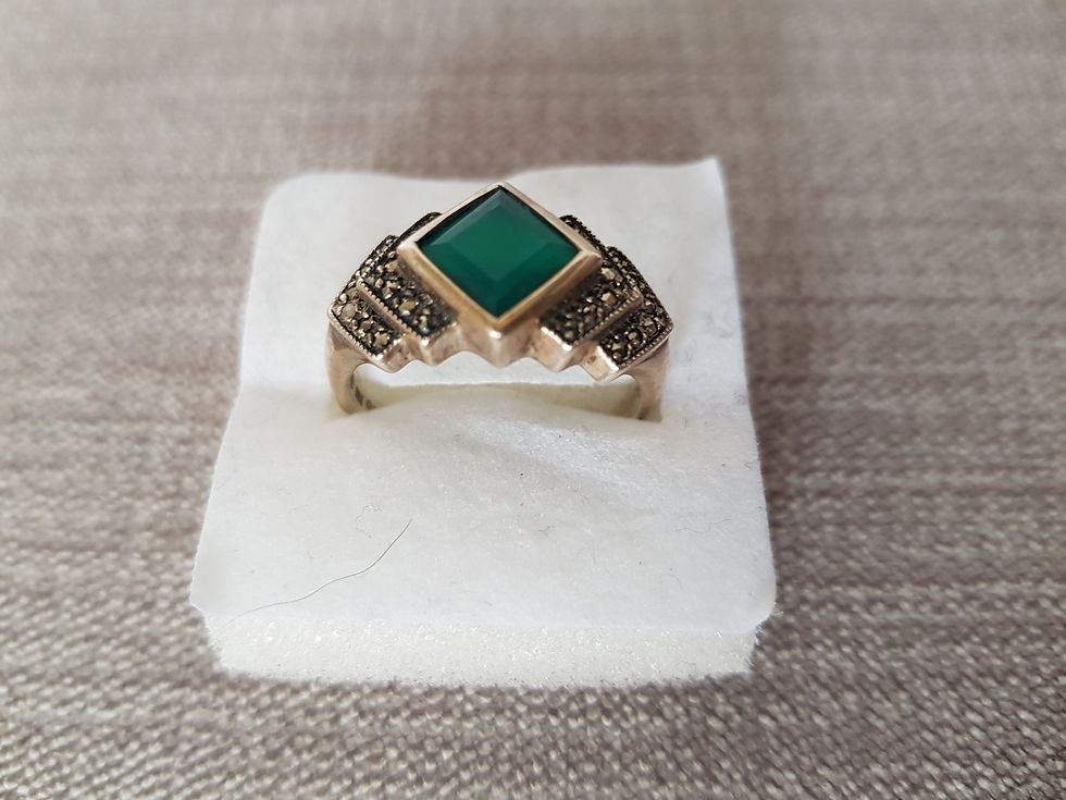 Thumbnail: Silver, Chrysophase & Marcasite Ring