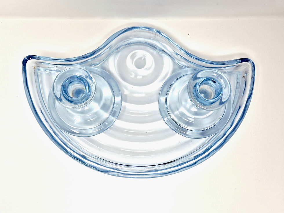 Thumbnail: Bagley Filey Blue Glass Dressing Table Set