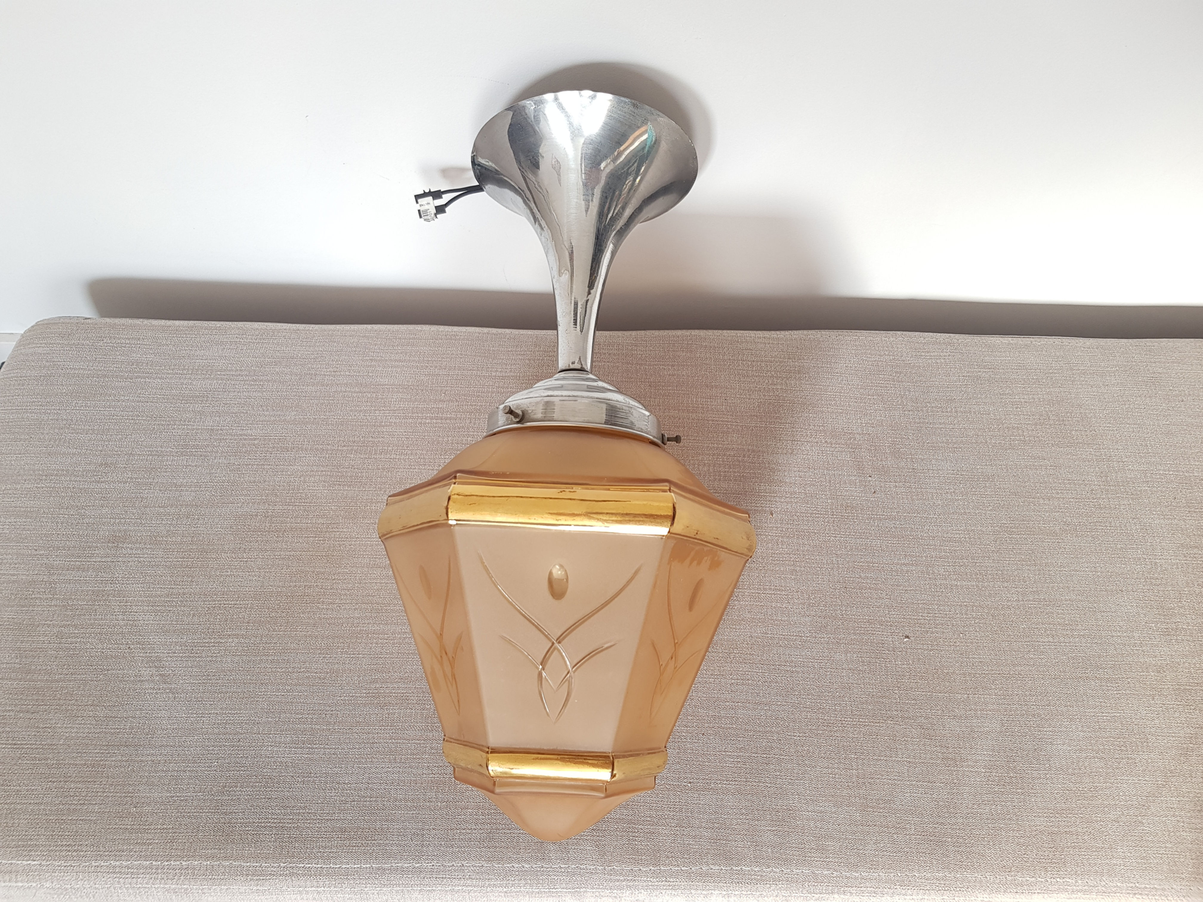 Peach Glass Pendant Ceiling Light