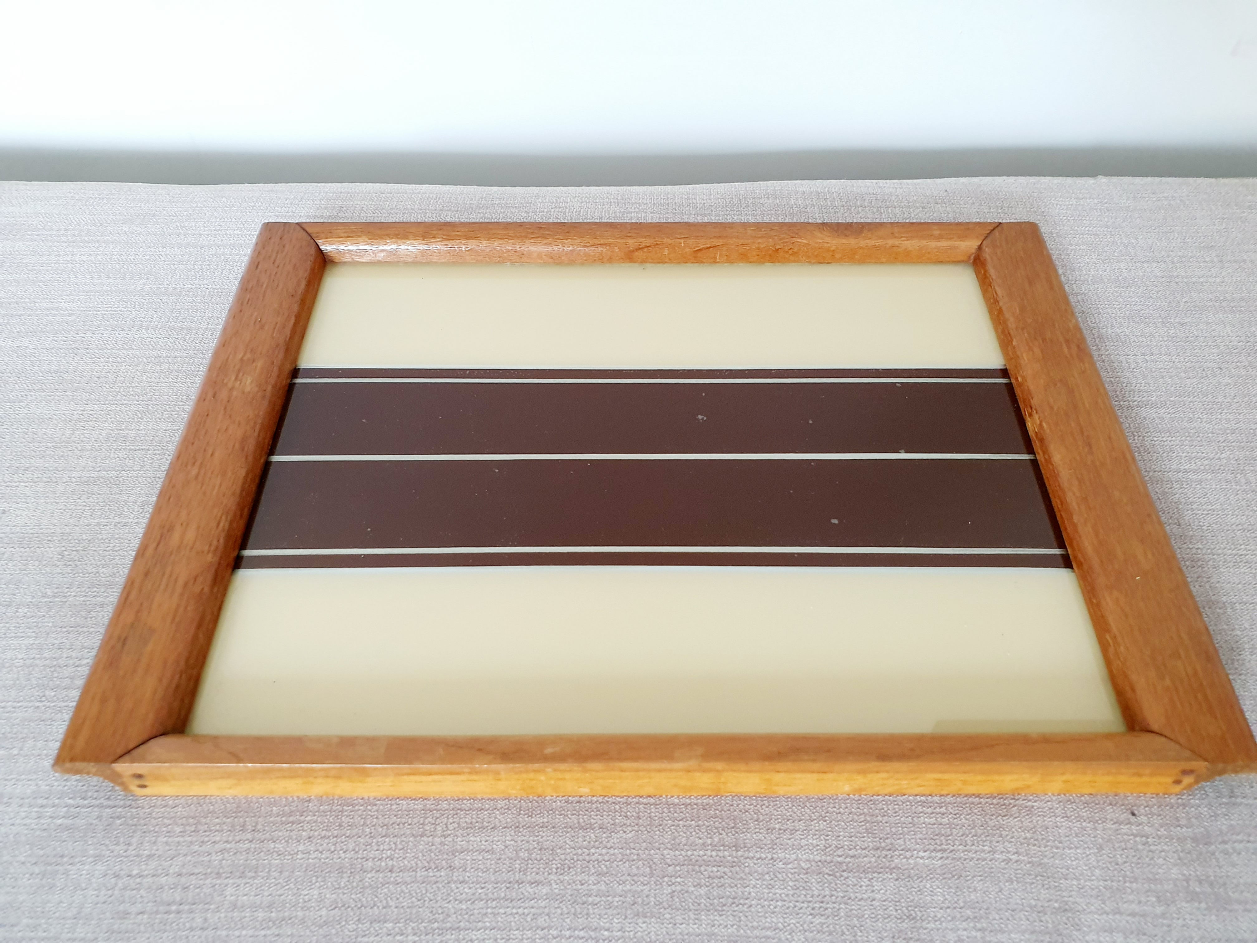Cream & Maroon Wooden Tray
