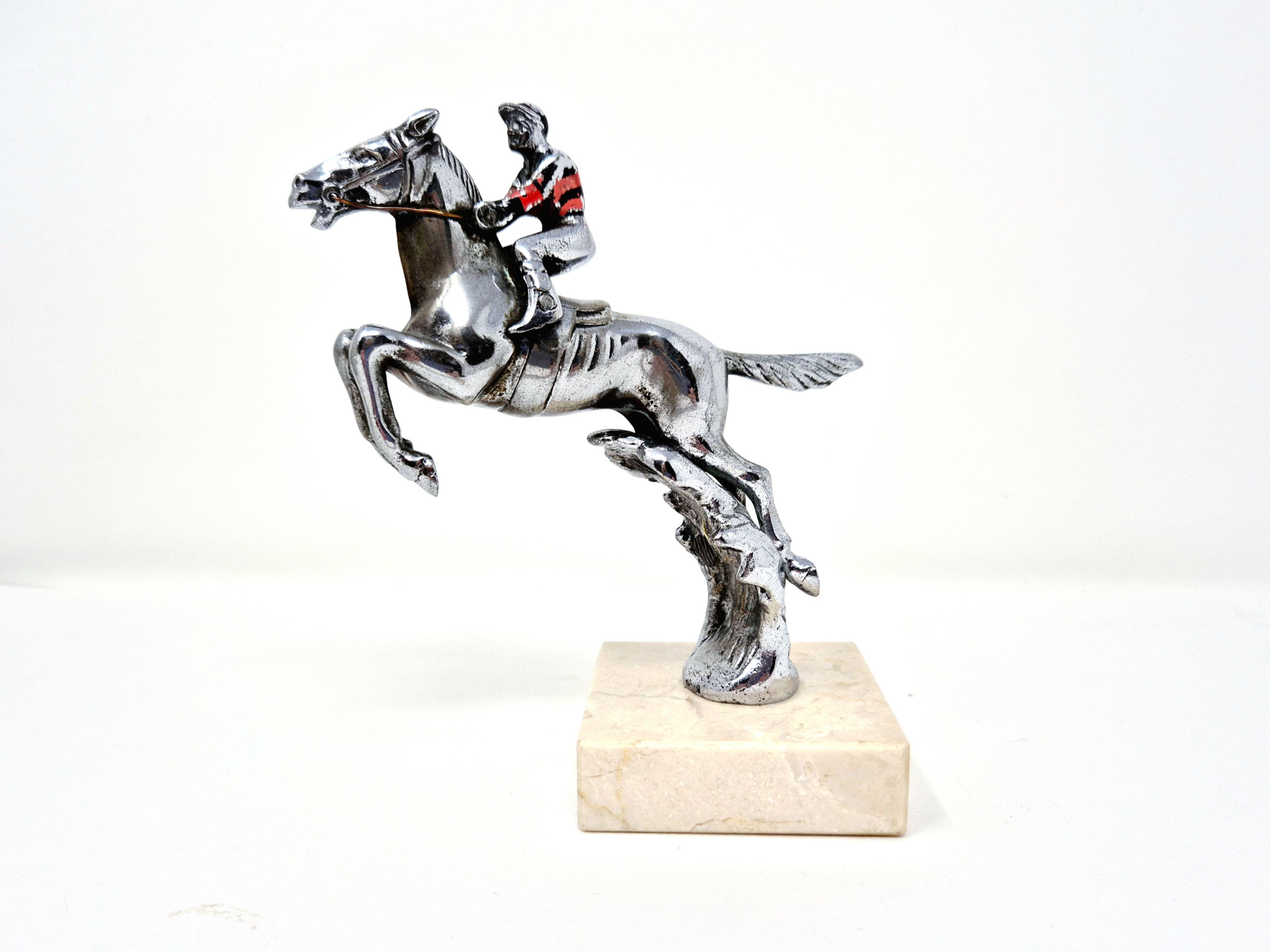 Chrome Horse & Jockey Car Mascot