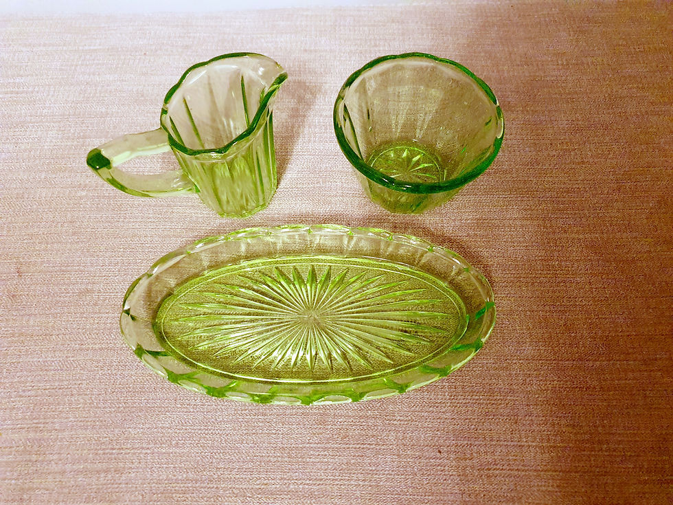 Thumbnail: Uranium Glass Milk Jug & Sugar Bowl Set